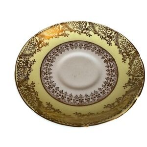 Royal Grafton Fine Bone China Saucer Yellow Gold Filigree England Vintage